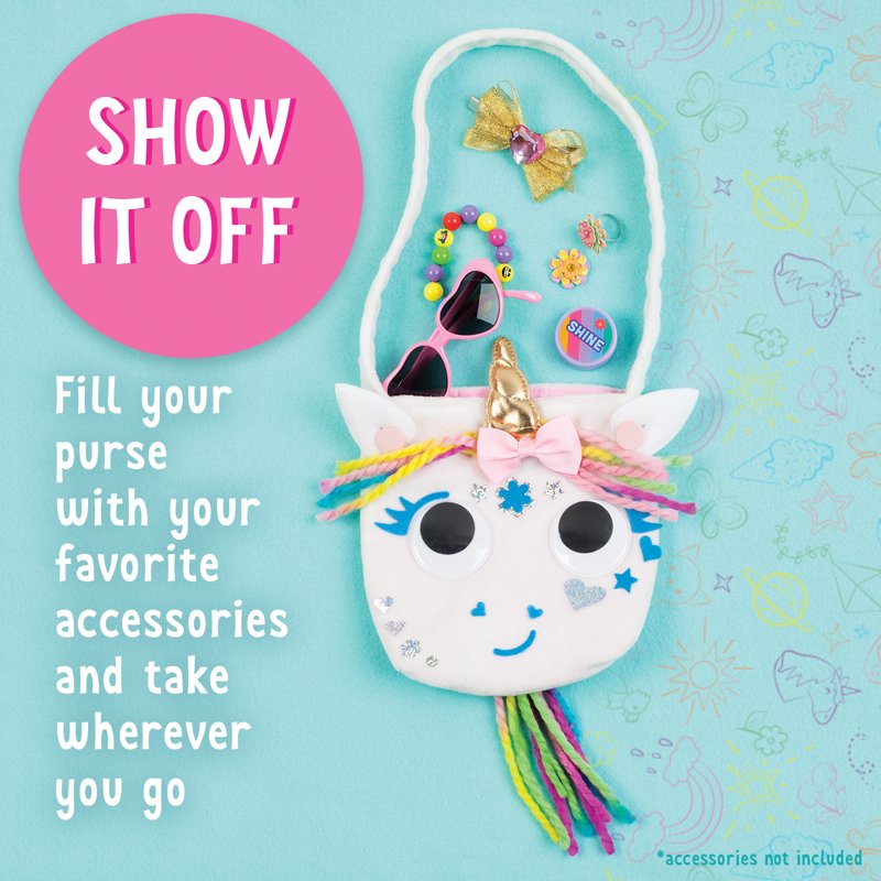 Unicorn Purse Craft Kit for Kids - No-Sew DIY Bag with Accessories