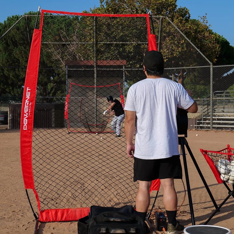 PowerNet Pitching Screen with Frame and Carry Bag - Pink