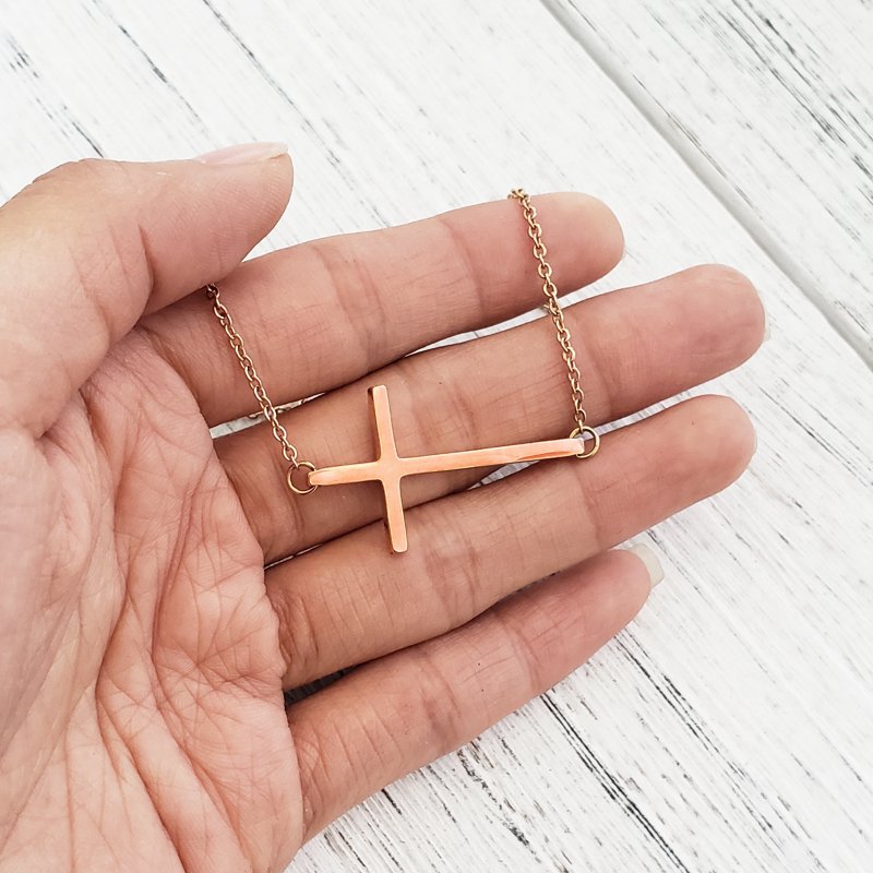 Dainty Cross Necklace Gift for Goddaughter - Silver or Rose Gold Jewelry Gift Set with Wish Card