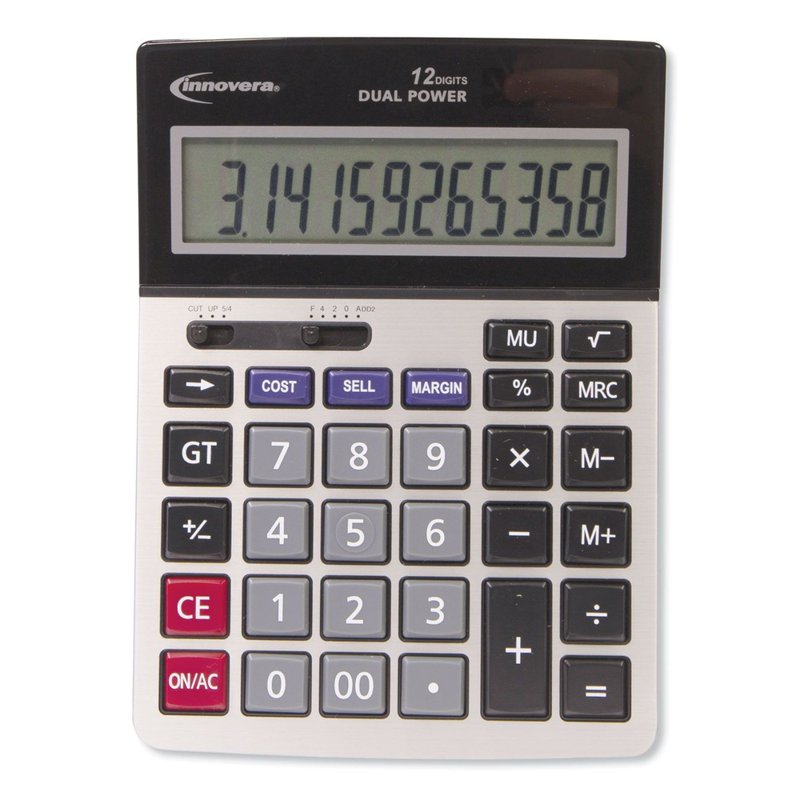 Business Calculator with 12-Digit LCD Display, Dual Power for Budgeting & Sales