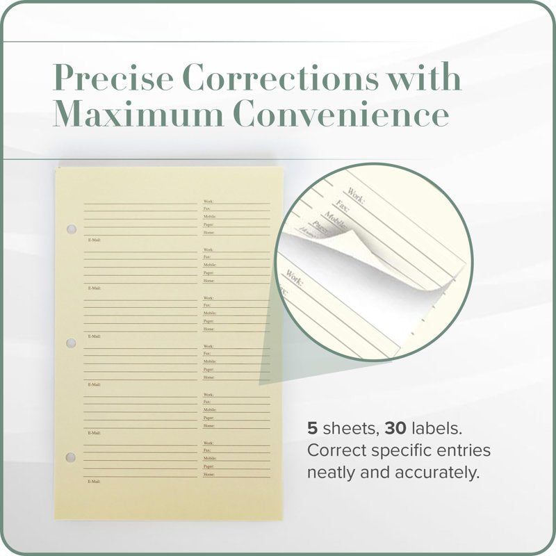 Address Book Correction Labels Self-Adhesive Organizer Set for Contact Updates