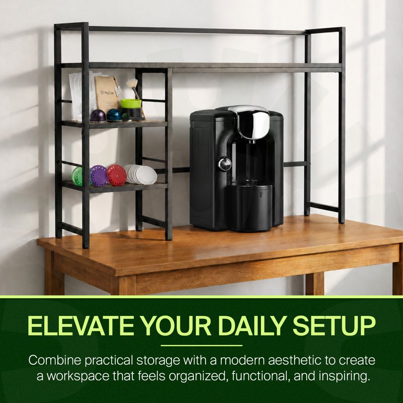 Adjustable Wooden Desktop Organizer Shelf for Office & Kitchen Storage