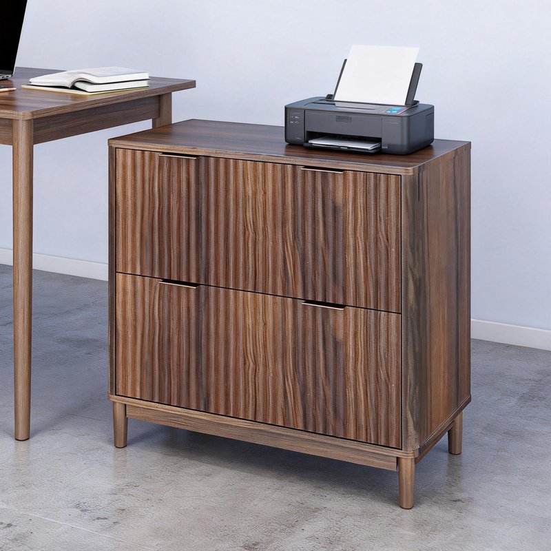 Wood 2-Drawer File Cabinet - Modern Office Filing Organizer for Letter Legal A4 Files