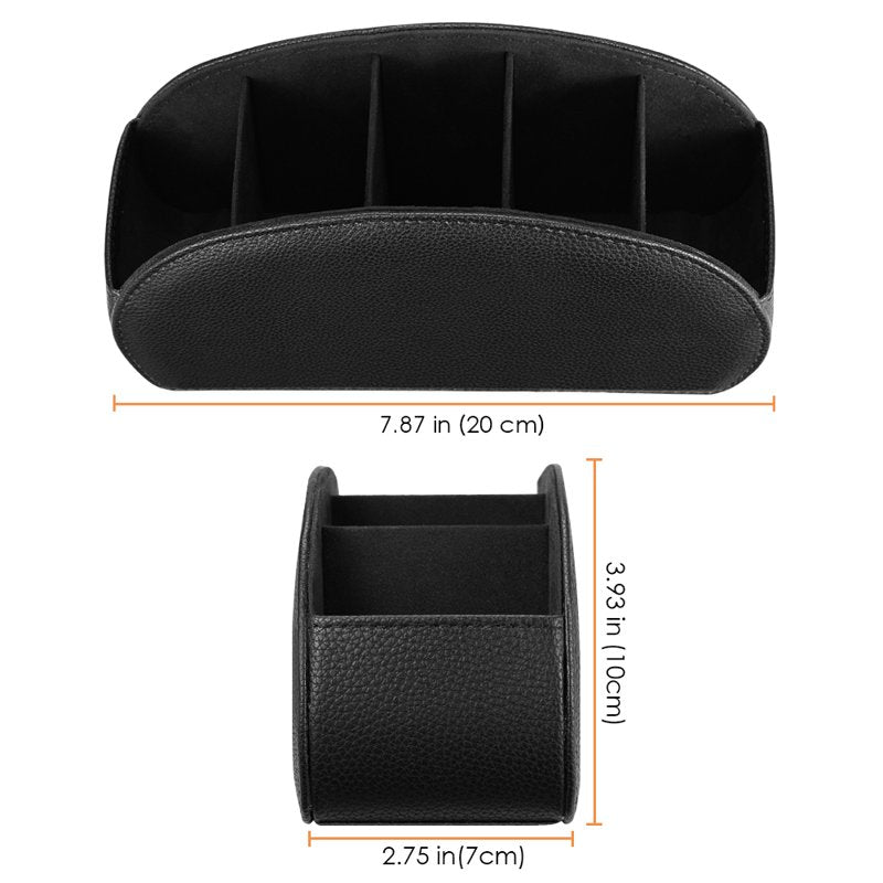 TV Remote Control Holder Organizer with 5 Compartments - PU Leather Desktop Storage Caddy