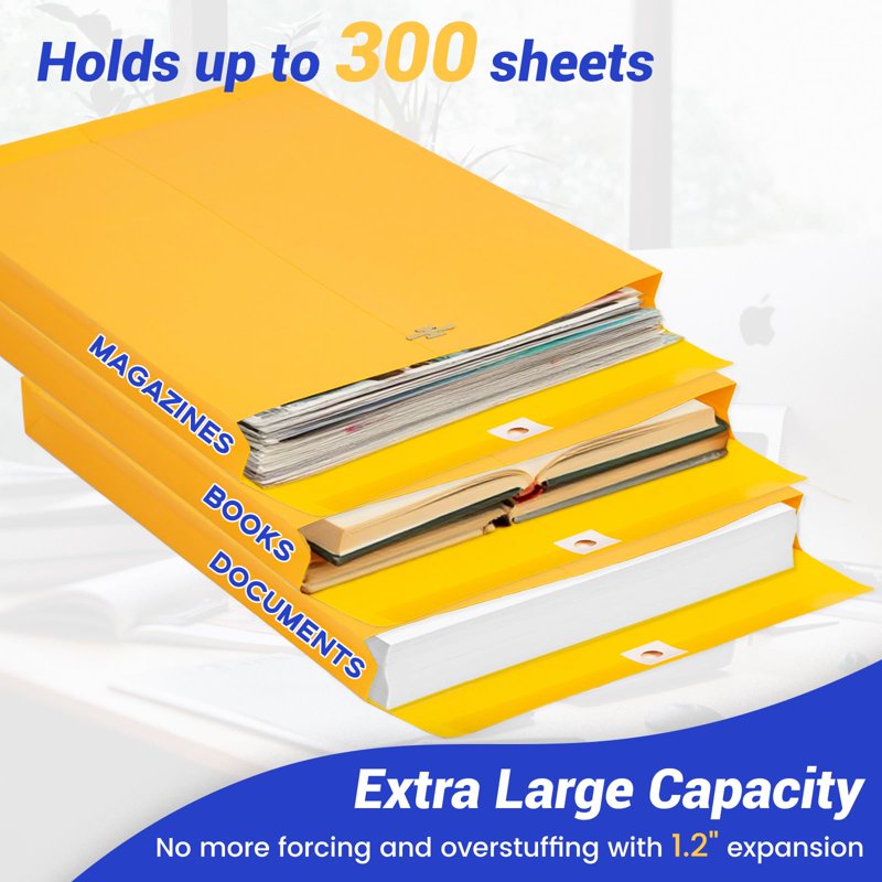 Heavy Duty Manila Envelopes with Clasp 9x12 Inch Bulk Pack - Expandable Office & Mailing Storage