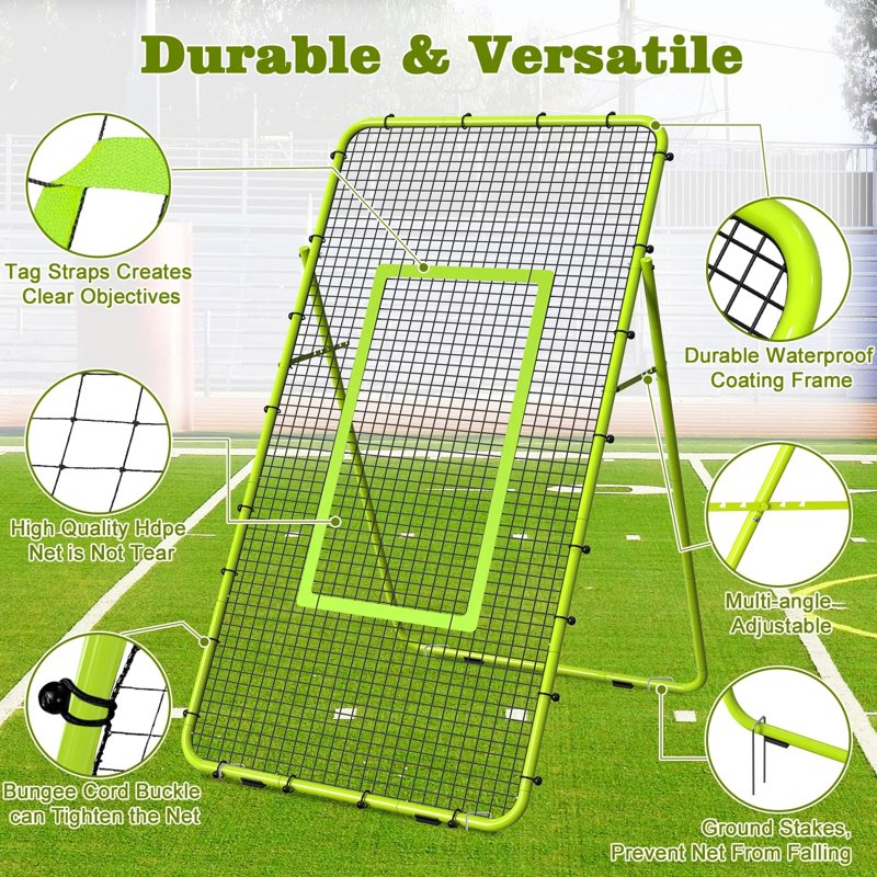 Adjustable Volleyball Rebounder Net 7x4 FT with Steel Frame & Multi-Angle Practice