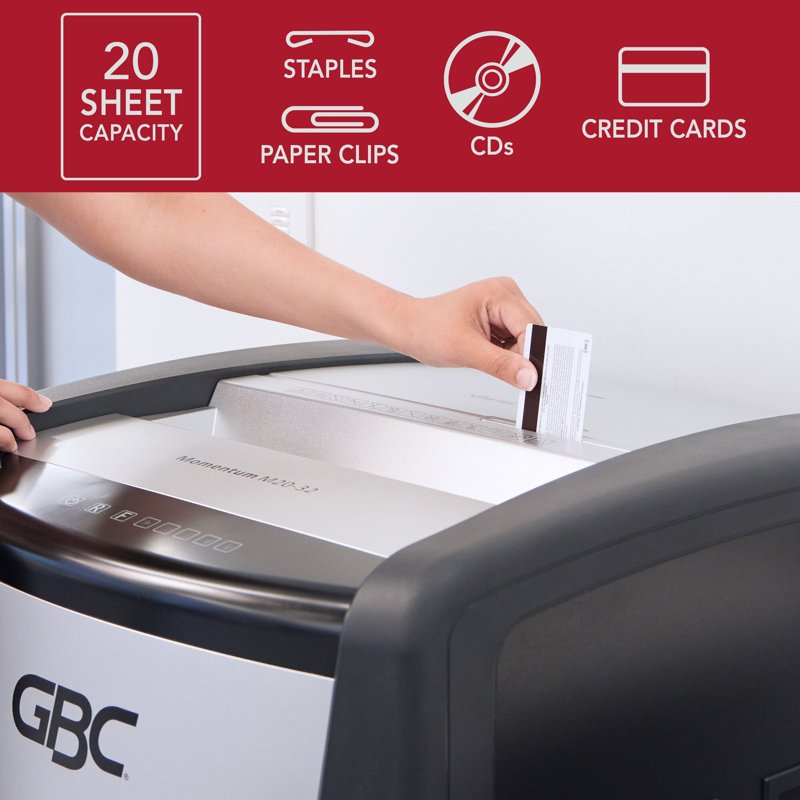 Commercial Micro-Cut Paper Shredder 20 Sheets Anti-Jam Security Office Equipment
