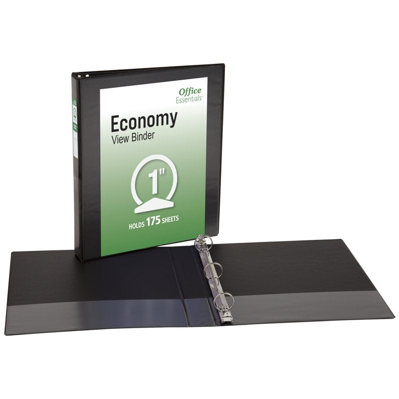 3 Ring Binders - 1 Inch Capacity, Black, 4-Pack, 175 Sheets