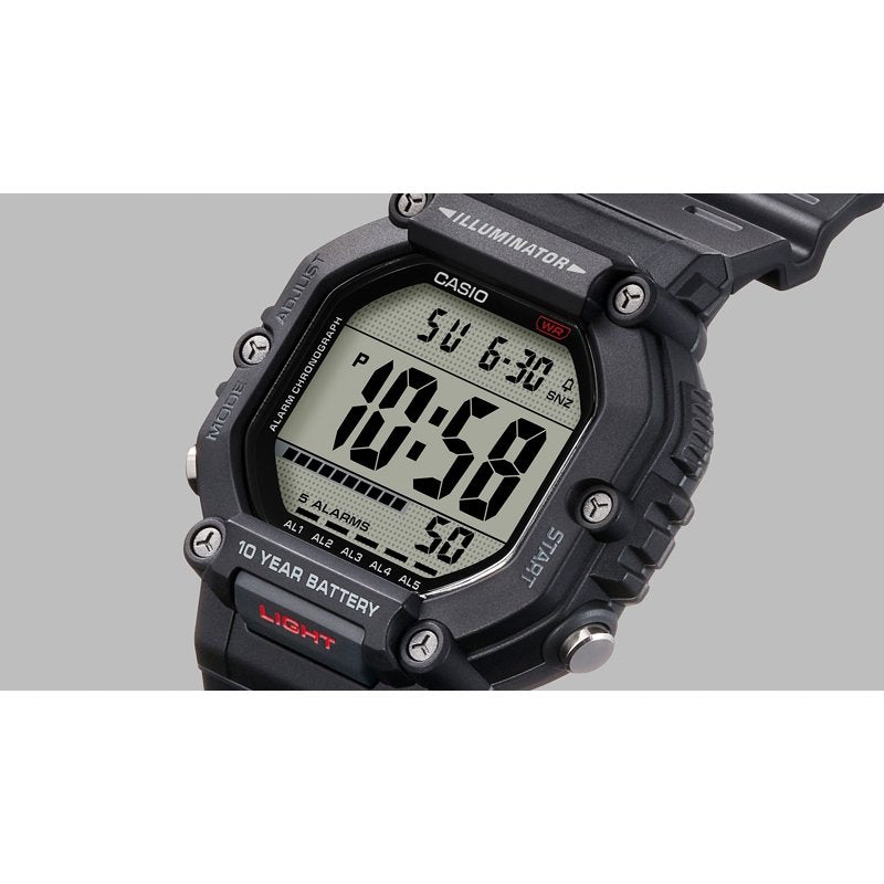 Men's Digital Wristwatch with 10-Year Battery & 100M Water Resistance