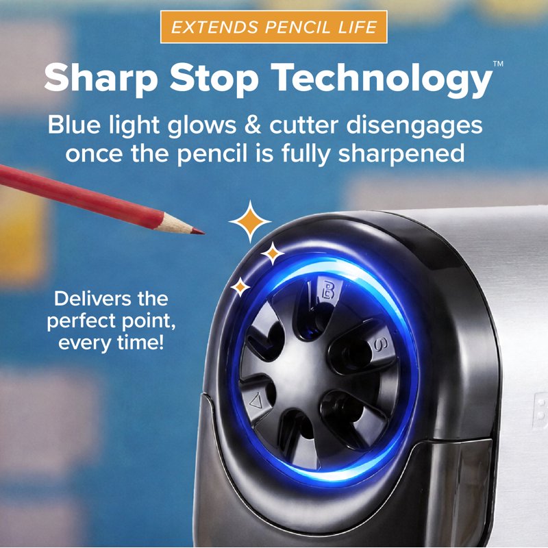 Heavy Duty Electric Pencil Sharpener with Antimicrobial Protection - Classroom Use