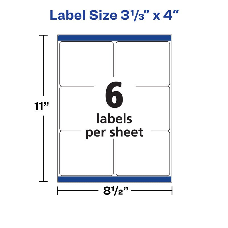 Waterproof Shipping Labels 3-1/3 x 4 Inch, 300 Permanent Adhesive Water-Resistant Barcode Labels