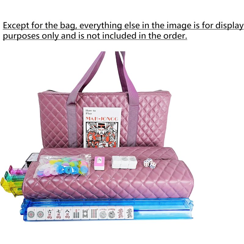 Mahjong Carry Bag with Matching Wrappers - Pink PU Extra Large 21.5x12 Inch