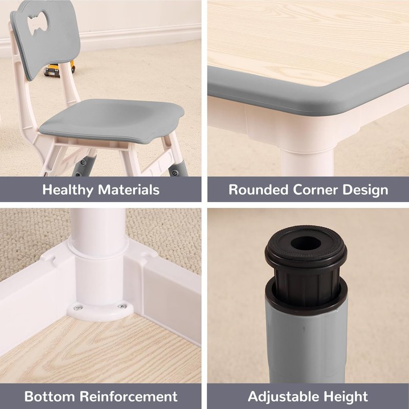 Kids Adjustable Table and Chair Set for Learning & Play - Graffiti Desktop, Non-Slip Legs