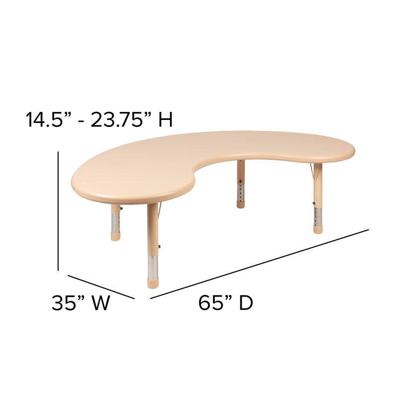Adjustable Half-Moon Plastic Activity Table for Preschool & Classroom