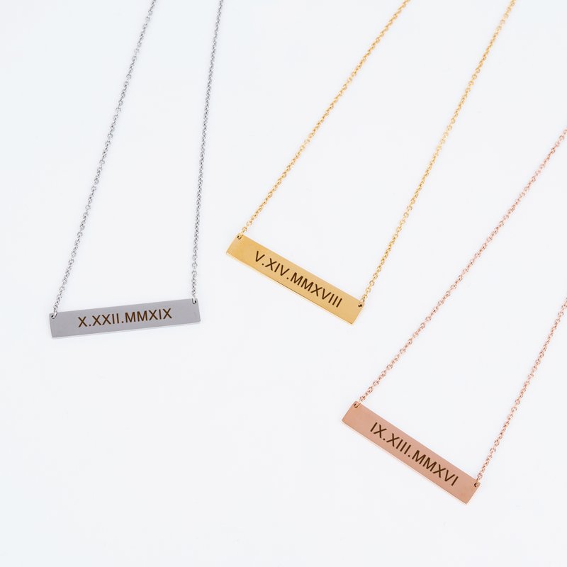 Personalized Bar Necklace for Mom Women Engravable Name Jewelry Gift in Rose Gold, Silver, Gold