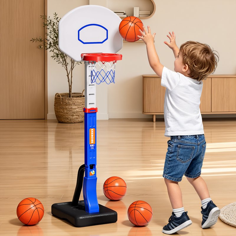 Adjustable Indoor Outdoor Kids Basketball Hoop Set for Ages 3-8 - Family Play Gift