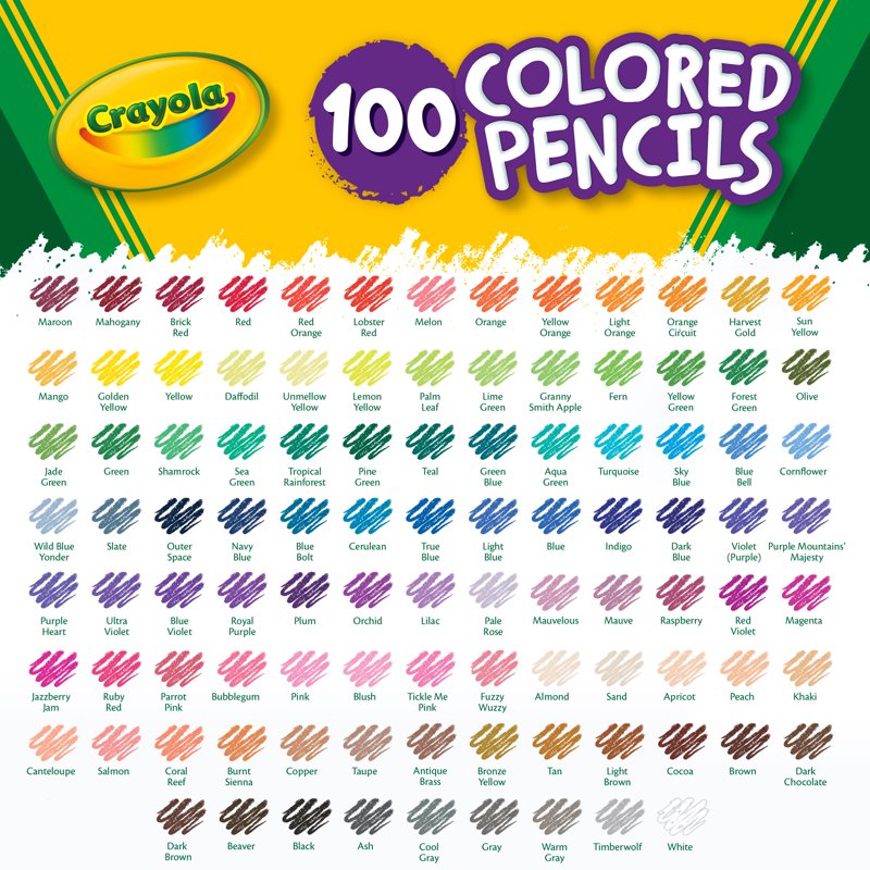 100 Pack Colored Pencils for Kids & Adults - Art Classroom Supplies
