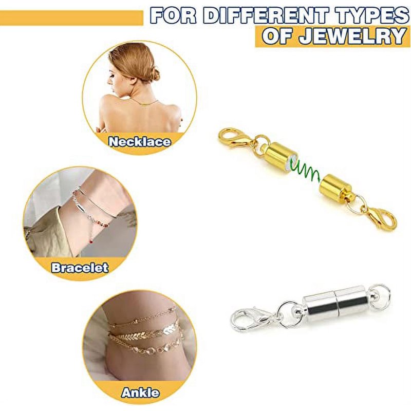 12 Pack Magnetic Lobster Clasps for Jewelry - Gold & Silver, Strong Magnet, DIY Jewelry Accessories