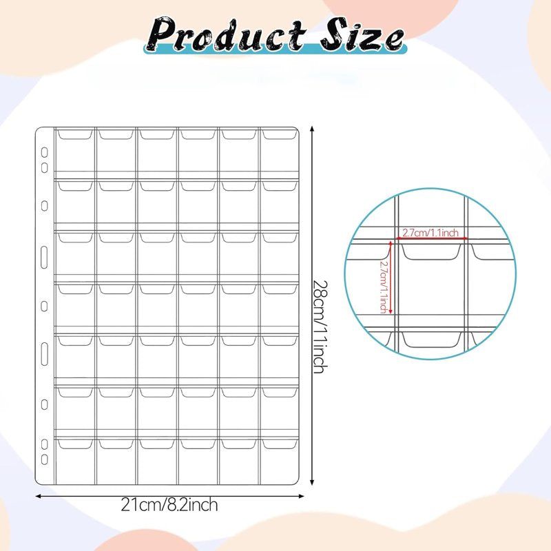 420 Pockets Coin Sleeves with Flaps for Coin Collection Binder - Clear, Waterproof, 10 Sheets