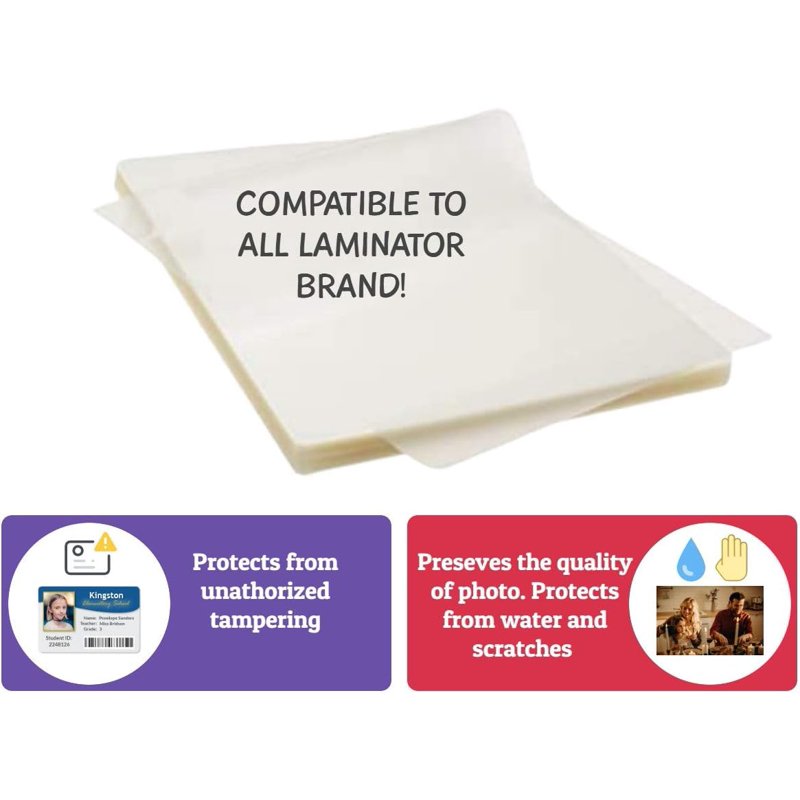 Thermal Laminating Pouches 4x6 Inch - 5 Mil Thick, Pack of 25 for ID and Document Protection