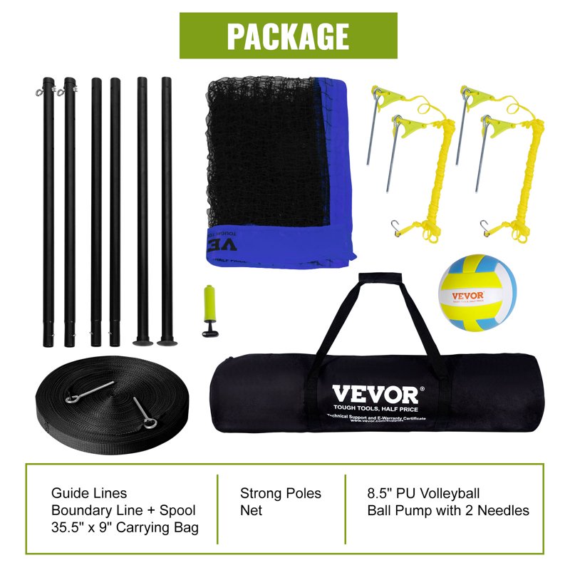 2-in-1 Volleyball and Badminton Set with Adjustable Net, Carry Bag & Poles