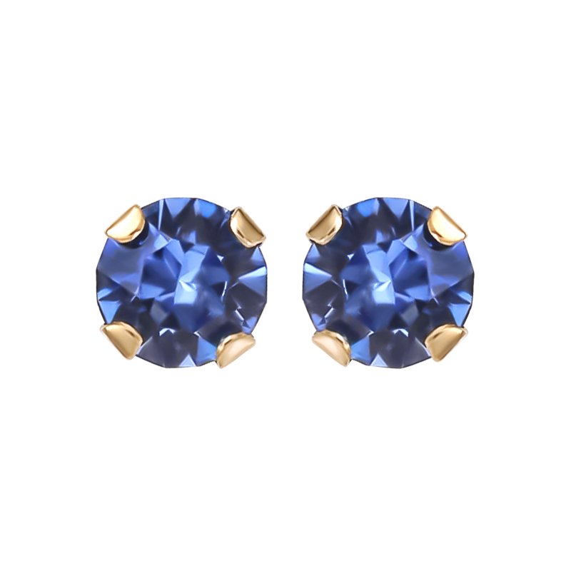 Girl’s 14K Yellow Gold Birthstone Stud Earrings - September Crystal