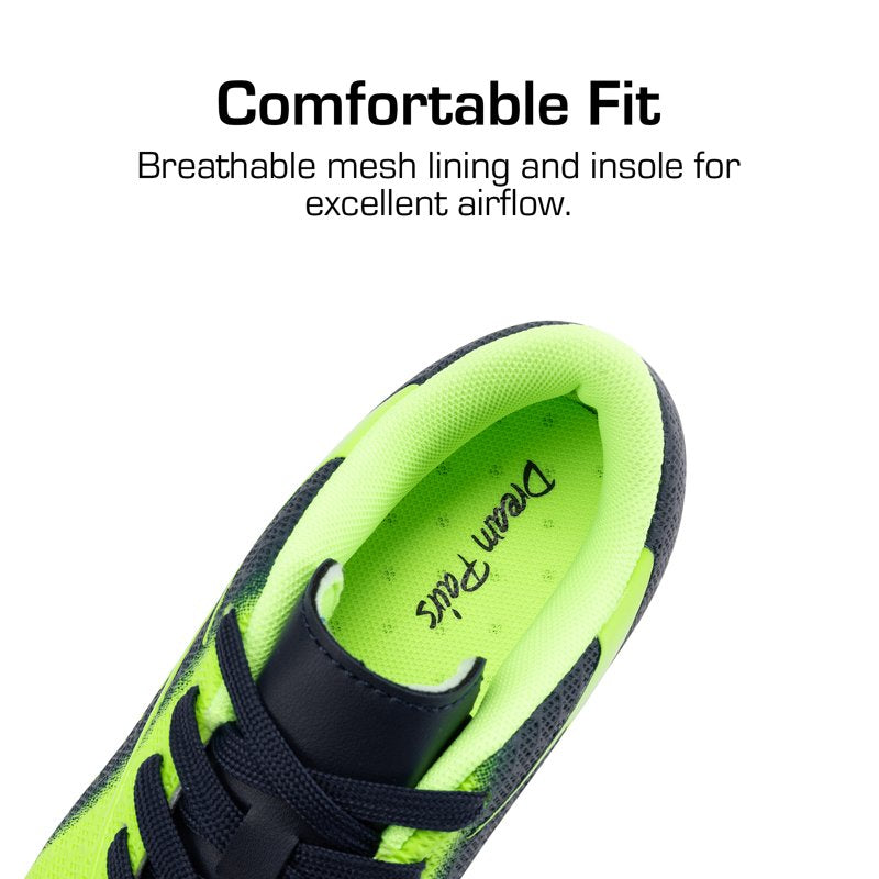 Dream Pairs Boys Girls Soccer Cleats Ground Kids Football Training Shoes Navy/Neon Green