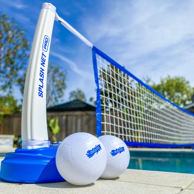 Pool Volleyball Net Set with 2 Water Balls - Adjustable Water Volleyball Game