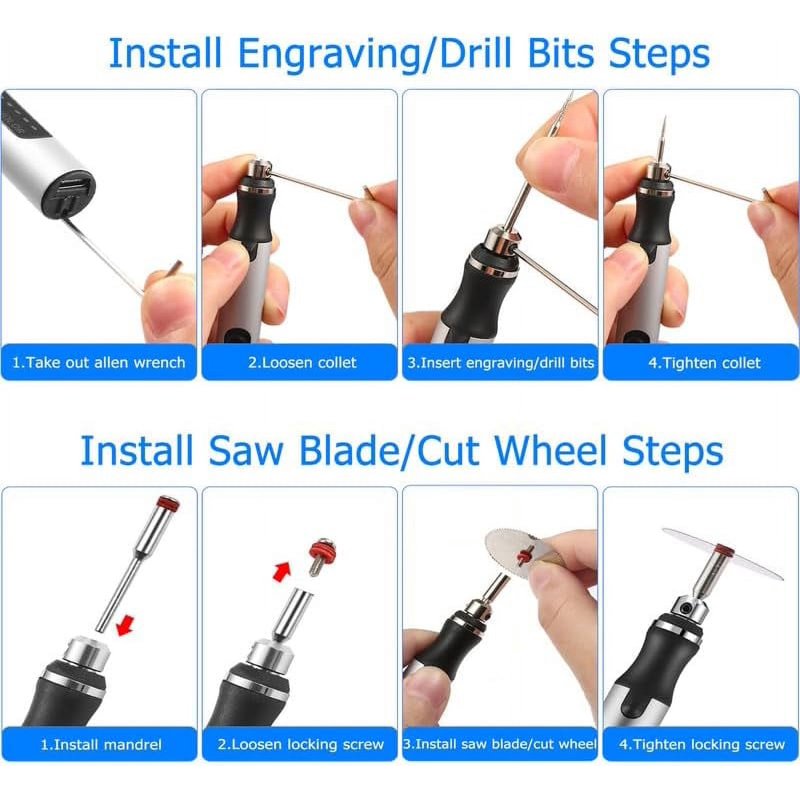 Electric Engraving Pen Kit with 42 Bits - Portable DIY Rotary Tool for Jewelry Wood Metal Glass Etching