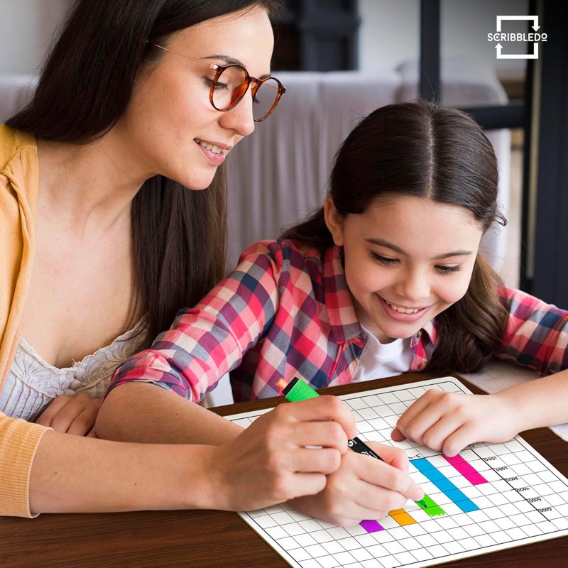 Large Double-Sided Graph Dry Erase Board - 11 x 14 Inch Whiteboard for Math & Learning