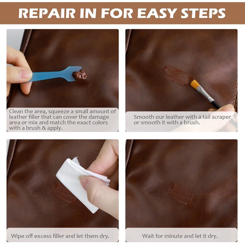 Leather Repair Kit with 18 Colors for Furniture Car Seats & Shoes - DIY Dye Set