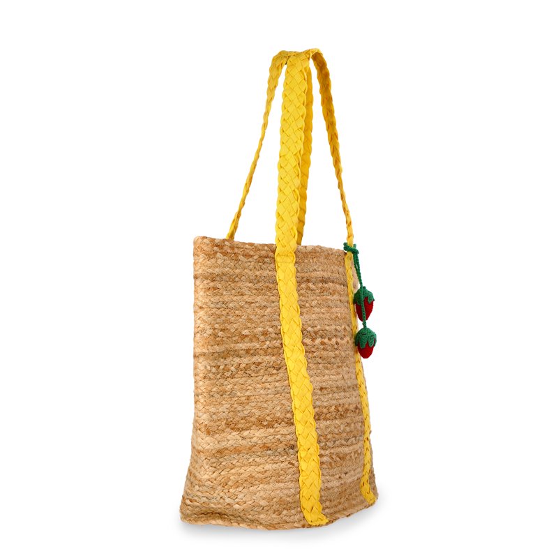 Women's Beach Jute Tote Bag with Tassel, Spacious Shoulder Carryall