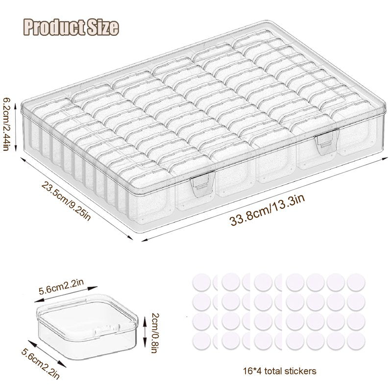 Bead Organizer Box Set 61 pcs Clear Plastic Storage Containers with Labels