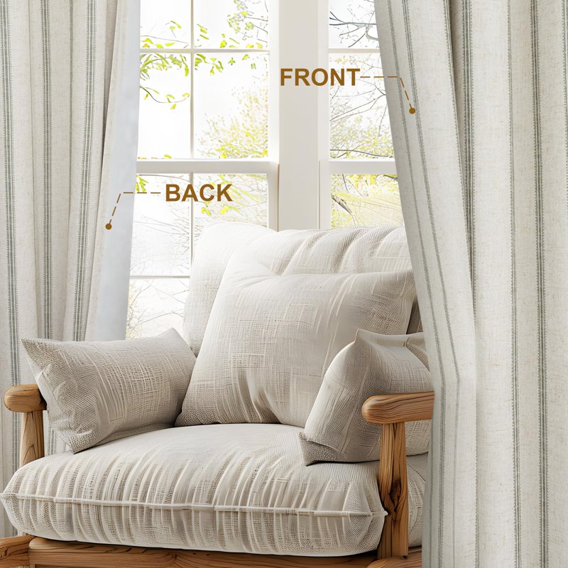 Farmhouse Linen Blend Blackout Curtains 84 Inches Long with Grommets - Multiple Sizes