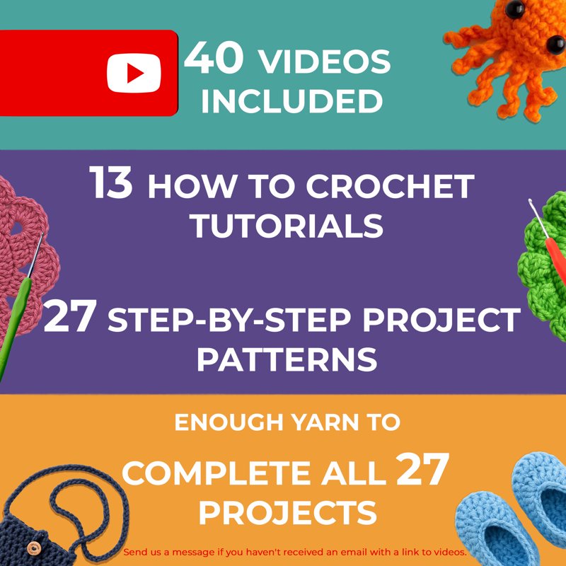 Crochet Kit for Beginners with 16 Yarn Colors, 158 Pieces & Tools - Learn to Crochet Set