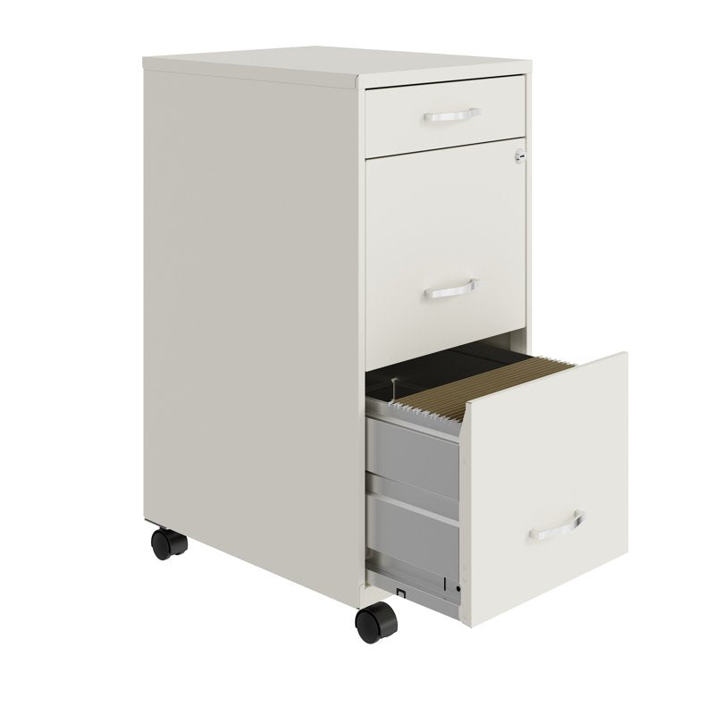18-Inch Deep 3-Drawer Metal File Cabinet - Mobile Office Storage