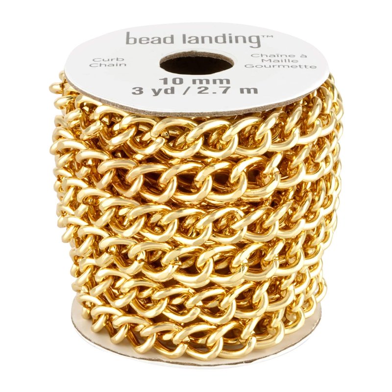 3 Yard Cable Chain for Jewelry Making - Bead Landing Gold & Rhodium Finish