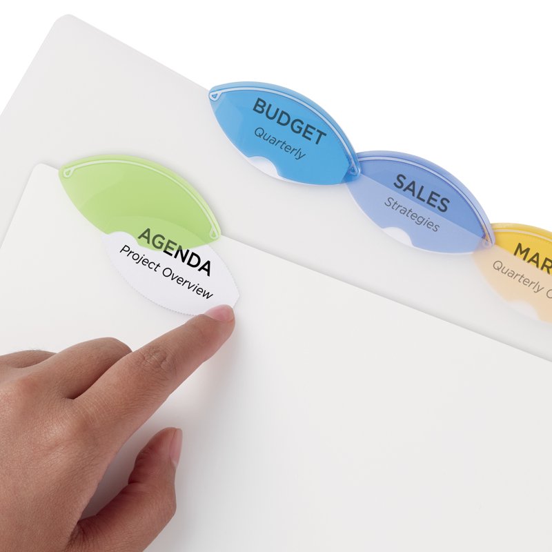Multi-Color Plastic Binder Dividers with Insertable Style Edge Tabs - 5-Tab Set