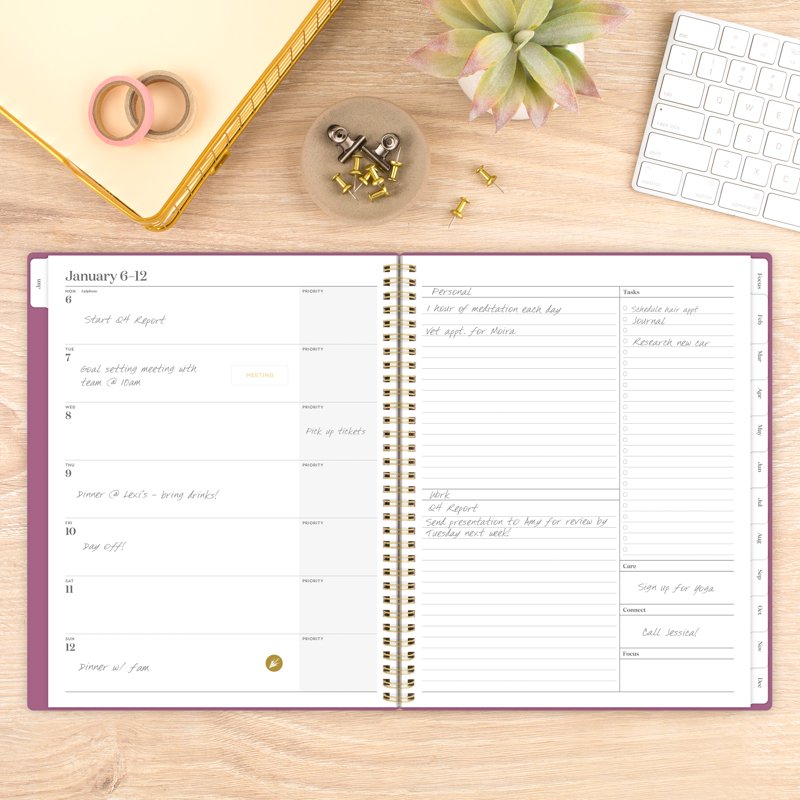 2025 Weekly Monthly Planner - Red Violet, 8.5x11 Inches, Office Organizer