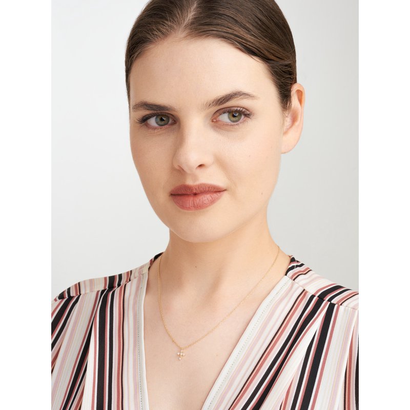 Gold Cross Pendant Necklace - 18 Inch Chain with 2 Inch Extension