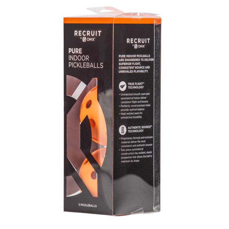 Recruit by ONIX Pickleball Pure Indoor Balls (Orange, 3-Pack) – Single Variation