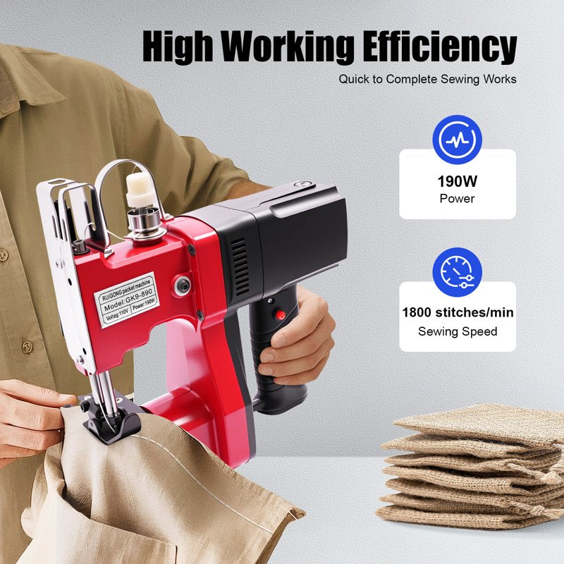 Portable Electric Sewing Machine for Leather Canvas Bag Stitching 190W