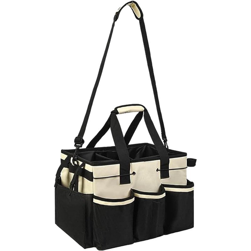 Foldable Cleaning Caddy Bag for Housekeepers with 5 Compartments - Water-Resistant Organizer Tote