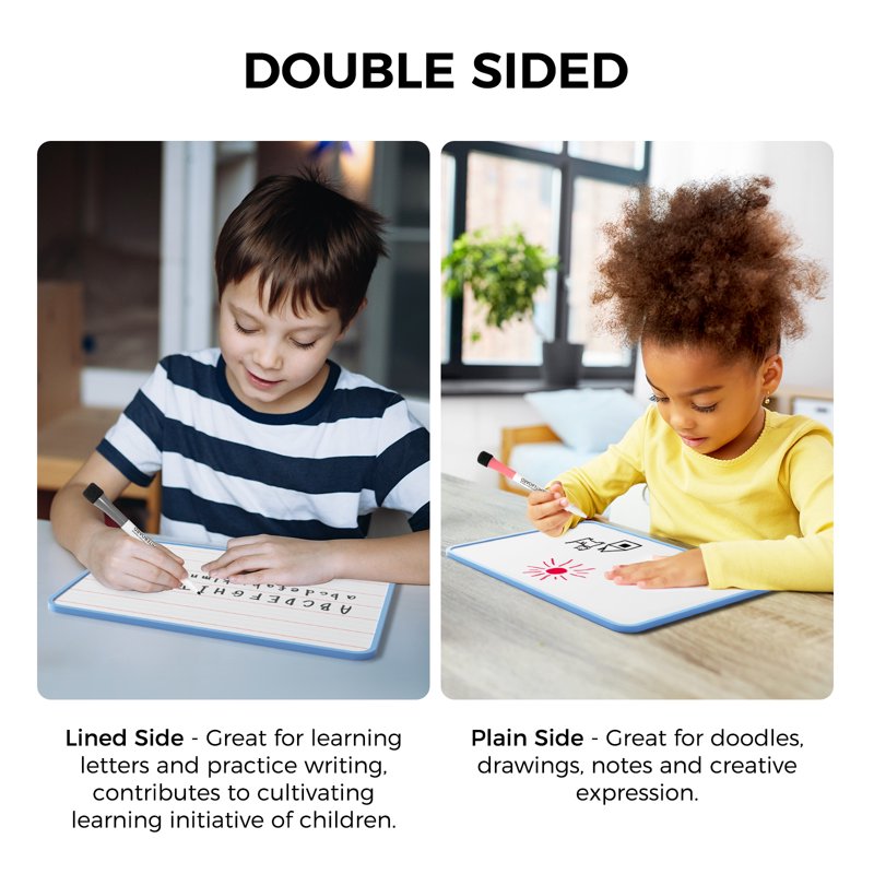 Small Double-Sided Dry Erase Lapboard Set - 9 x 12 Inches, Magnetic & Reusable Classroom Whiteboards