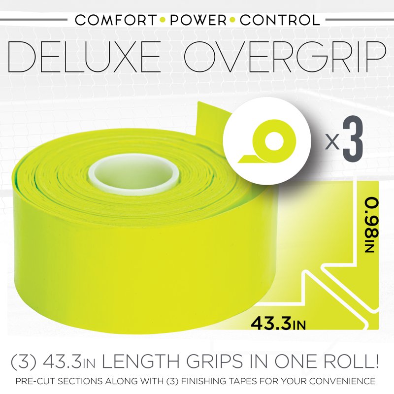 Optic Yellow 3-Pack Franklin Pickleball Paddle Overgrips – Extra Grip, Slight Tackiness