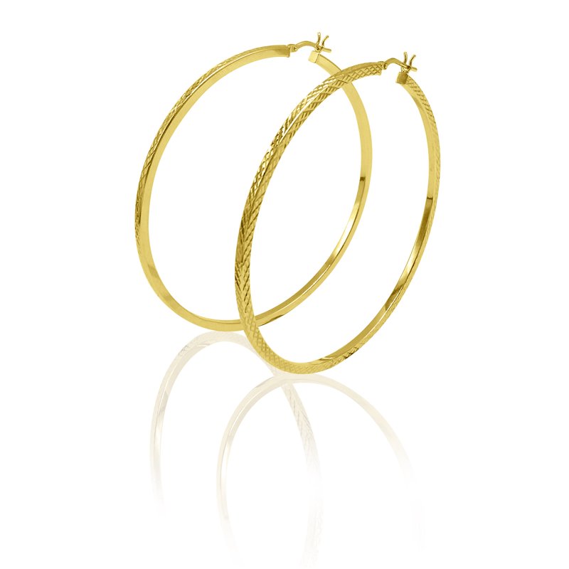Large Square Mesh Tube Earrings - 14K Gold Plated Sterling Silver Jewelry