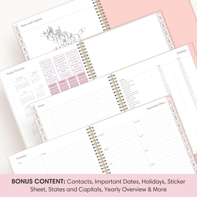 2027 Weekly Monthly Planner Calendar - Chic Design, Clear Pocket Cover, Durable Binding