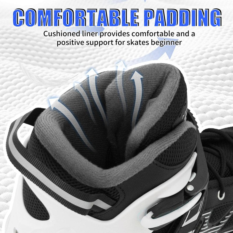 Adult Inline Skates with Adjustable Size, Carbon Steel Bearings & TPR Brake