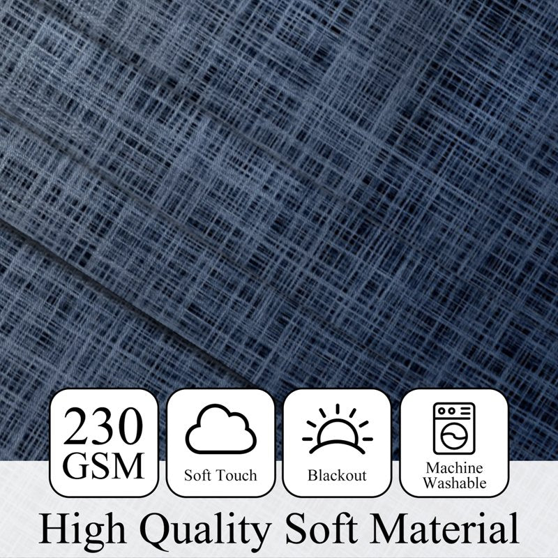 Blackout Window Curtains Set - Modern Blue Gradient Drapes for Bedroom & Living Room