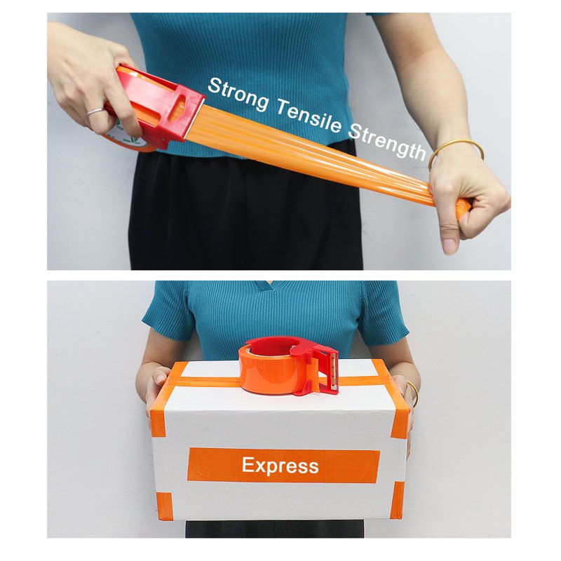 Heavy-Duty Orange Packing Tape with Dispenser - 1.88 Inch x 55 Yards, Refill Rolls Included